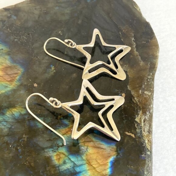 Silpada Sterling Silver 925 Wish Upon A Star Celestial Cutout Dangle Earrings - Picture 12 of 16